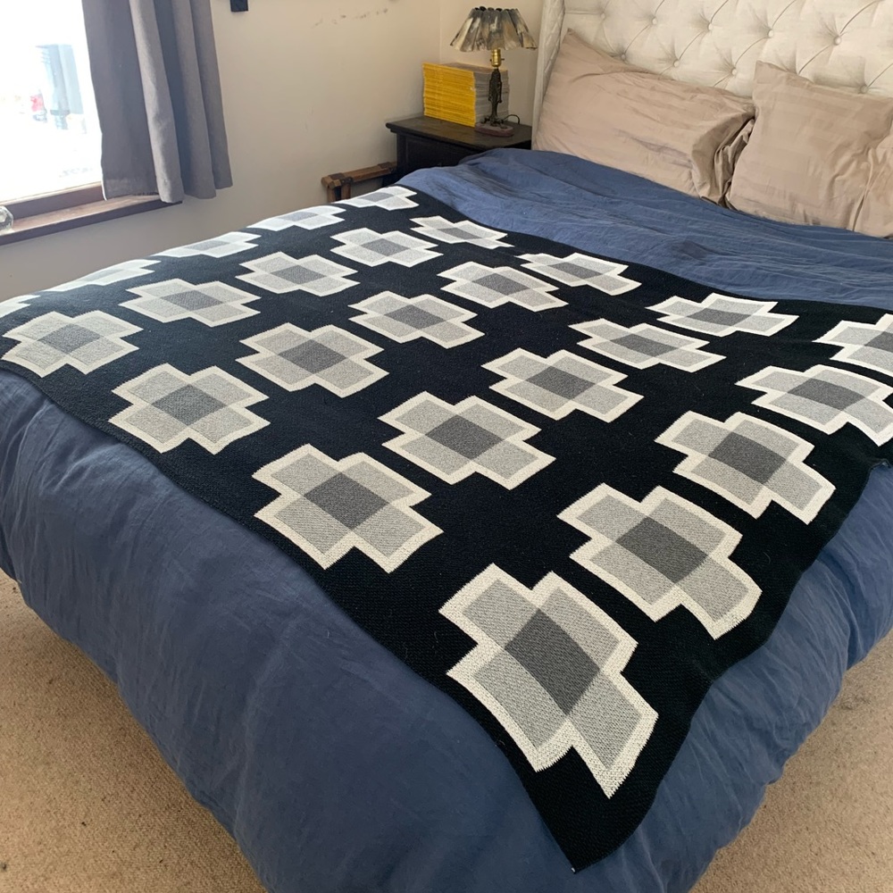 Happy Habitat Crossroads Black White Geometric Print Throw Blanket